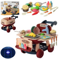 Детские Кухни  - фото Игровой набор мини кухня - гриль на колесиках, и механической мойкой (коричневая)