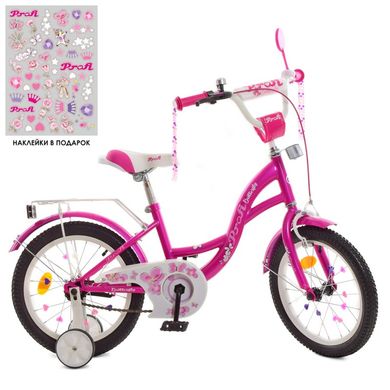 Y1626 - Детский двухколесный велосипед для девочки PROFI 16 дюймов (малиновый) - серия Butterfly