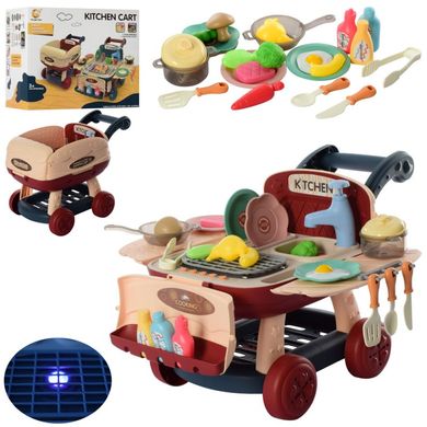 Фото-  916-1 Ігровий набір міні кухня - гриль на коліщатках, і механічною мийкою (коричнева) у категорії Дитячі Кухні