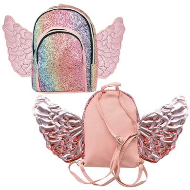 Фото товара - Рюкзак для девочки, блестящий материал, с крыльями, Wild&Mild ST01944