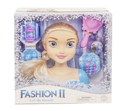 Фото товару Голова для зачісок в стилі Frozen - Ельза, з набором шпильок і бігуді,  LK1043-1