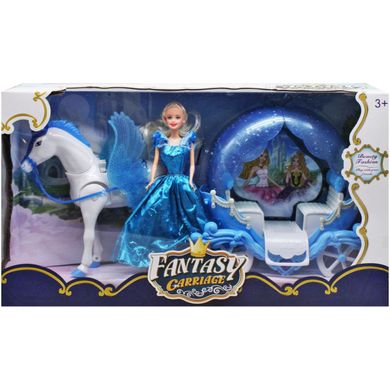 322A - Карета с белой лошадкой, которая умеет ходить, с куклой принцессой