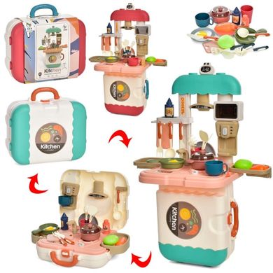 Фото товара - Игровой набор - игрушечная кухня с посудой - складывается в чемодан,  20204W