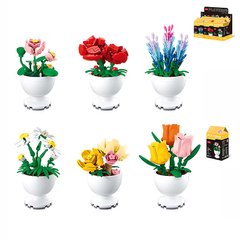 Фото товара - Конструктор с цветущими растениями в горшочках - набор из 6 штук, Sluban B1077  sl