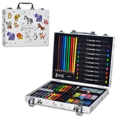 Карандаши, краски, фломастеры - фото Набор для рисования - карандаши, скетч-маркеры, краски, в кейсе с животными