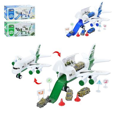 Фото товару Набір із вантажним літаком і набором машинок, 2 види, літак розкладається в міні-трек,  SQ08-8-9A