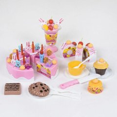 Фото товару Продукти на липучці, набір "Торт", торт на липучці, солодощі, посуд, 2 кольори, 889t,  889 tort