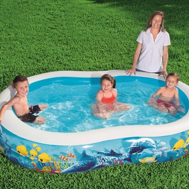 Надувной бассейн, семейного типа - лагуна, с рыбками, Besteway 54118