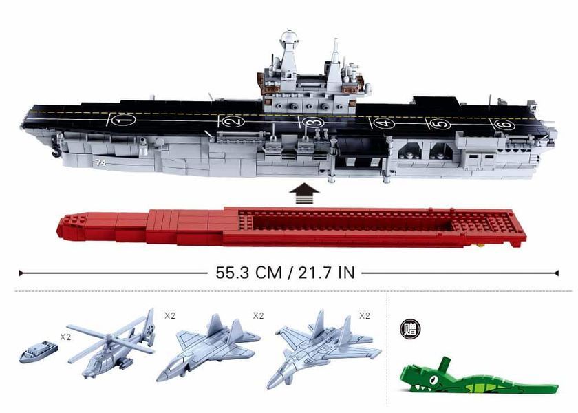 Конструктор модель&nbsp;в масштабе 1:450 - авианосец на 1088 деталей -  Sluban 0699 sl - изображение