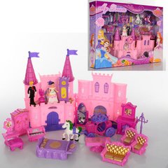 Замок для кукол принцессы SG-2969 с героями, мебель, карета, музыка, свет, на батарейке, в коробке 38-57-8 см