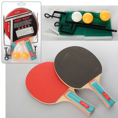 Пінг понг, ракетки, м'ячики - фото Набір для гри в настільний теніс з сіткою і м'ячиками, MS 0220
