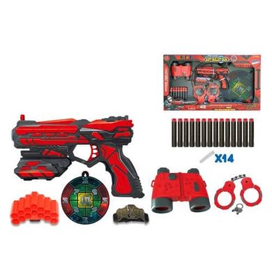 Фото товара - Большой набор детского оружия с пистолетом, биноклем, наручниками и мишенью,  FJ012