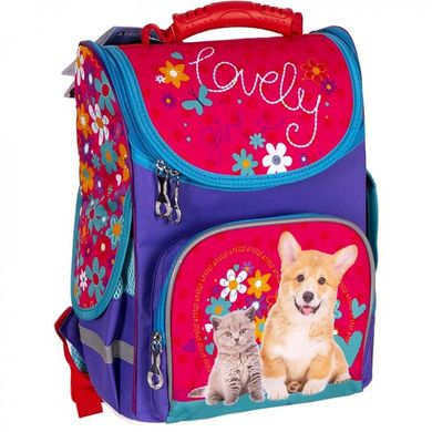 Фото товара - Ранец (школьный рюкзак) - для девочки - с собачкой и котиком, Space 988807