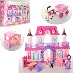 Фото-  16338C Замок для ляльок принцеси з героями, меблі, карета, кінь, фігурки у категорії Будиночки, меблі для ляльок