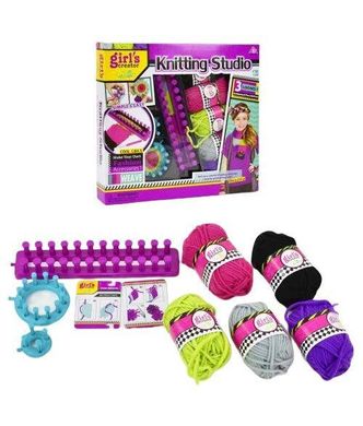 Фото товара - Детский набор для Вязания "Knitting Studio", 3 станка, крючок, иглы, нитки, MBK281,  MBK281