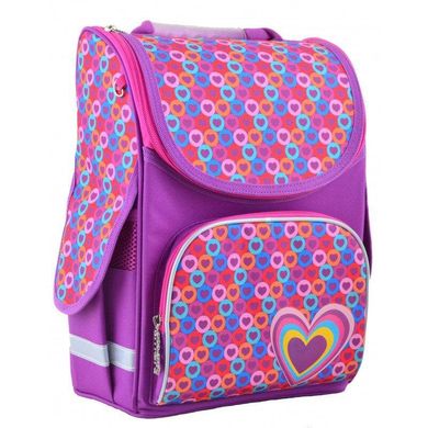 Ранец (рюкзак) - каркасный школьный для девочки фиолетовый - Сердечки, PG-11 Hearts pink, 554440, 1 Вересня 554440
