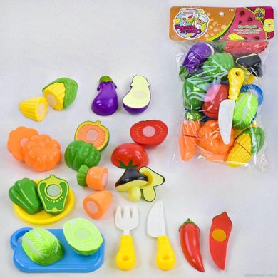 Фото товару Ігровий набір продукти на липучці Хороший кухар - овочі 10 штук, досточка, ніж, 1020,  1020