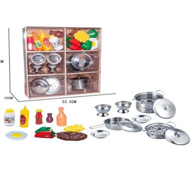 Набір металевої іграшкової посуду з продуктами,  YH2018-5A