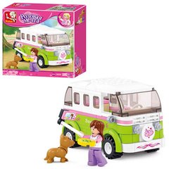 Конструктор SLUBAN Розовая мечта - Автобус, фигурка, собака, на 158 деталей, 0523