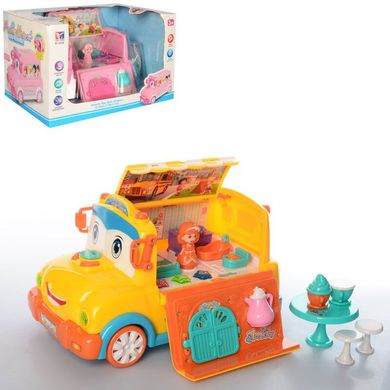 Игровой набор для девочки машина 2 в 1 (желтая), автомобиль с аксессуарами, T-2223E