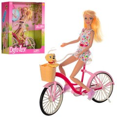 Фото товару Лялька на велосипеді, лялька 30 см, з собачкою, Defa 8276