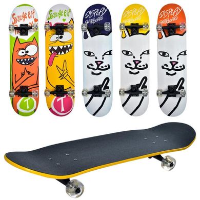 Скейт дерев'яний з алюмінієвою підвіскою, підшипник ABEC-7, та малюнком - котики - Profi MS 0355-5