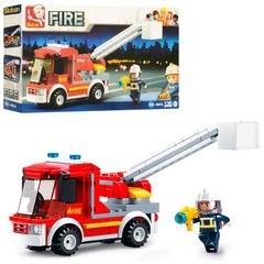 Конструктор типа лего серия Пожарные, пожарная машина на 136 деталей, Sluban 0632 