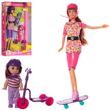 Defa 8191 - Лялька на скейтборді з донькою, на велосипеді - спортивна сім'я