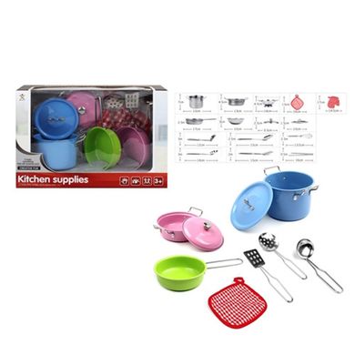 Фото товару Набір іграшкової металевого посуду з кухонними інструментами,  988-C5