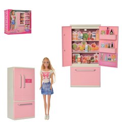 Іграшковий холодильник для кухні в ляльковому будиночку з лялькою