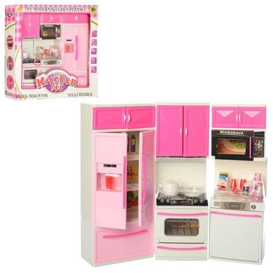 Фото товару Ігровий набір - Меблі Кухня для ляльок барбі, посуд, холодильник,  6610-19
