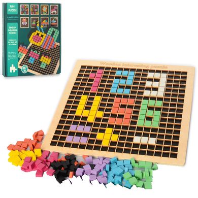 Фото товара - Игрушка - деревянная мозаика, с разноцветными блоками,  MD 2462