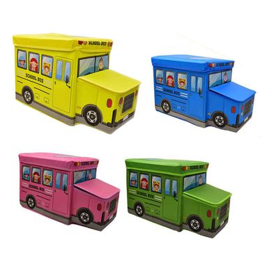 Фото товару Кошик для іграшок 2 в 1 |  Шкільний автобус, пуф,   CLG17001, BT-TB-0011