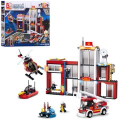 Конструктор Пожарный на 612 деталей - пожарная часть, пожарные спасатели, пожарный транспорт, Sluban 0631