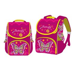 Ранець (рюкзак) - для дівчинки, малинового кольору, з метеликами