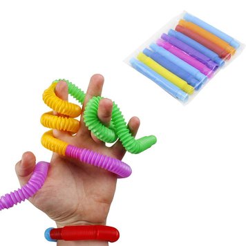 C48239 - Набір іграшкових гофрованих трубок - Антистреси - Pop tube, 10 шт.