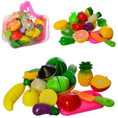 Фото товара - Игровой набор продукты на липучке - овощи и фрукты на липучках, досточка, нож, 2 вида, 2018,  2018
