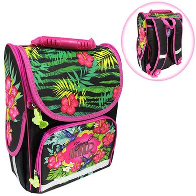 Фото товара - Ранец (рюкзак) - короб ортопедический для девочки - Цветы, размер 34,5*25,5*13см Smile 988413,  988413