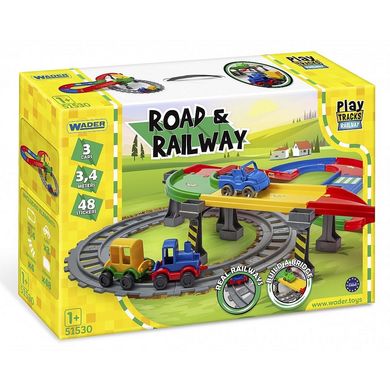 Wader 51530 - Железная дорога для малышей, с длиной полотна 3,4 м, с набором машинок
