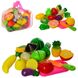 Фото Іграшкові набори продуктів Ігровий набір продукти на липучці - овочі та фрукти на липучках, досточка, ніж, 2 види, 2018