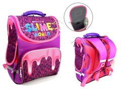 Фото-  988869 Ранець (шкільний рюкзак на 1-3 клас) - для дівчинки - малиновий з написом Slime у категорії