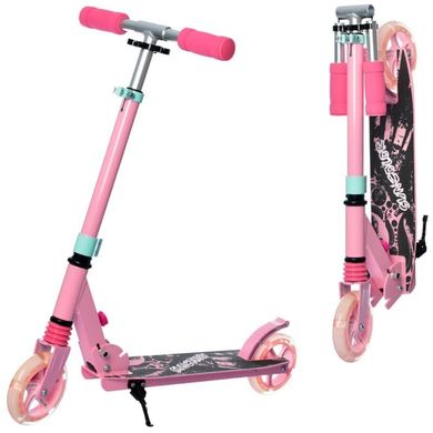 Фото товара - Самокат детский двухколесный, складной механизм, светятся колеса, цвет розовый, iTrike SR 2-005-4-P