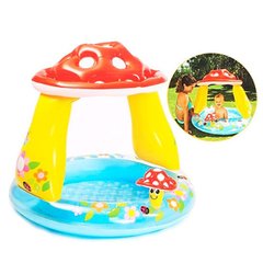 Дитячий надувний басейн Гриб з навісом та надувним дном для малюків від 1 року, INTEX 57114