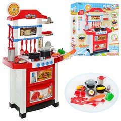 Фото товара - Детская кухня, посуда, духовка, продукты, звук, свет, на батарейке, игровой набор кухня, 889-3,  889-3