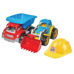 Фото товара - Игровой набор Малыш - строитель, - самосвал, грейдер и каска, Технок, 3954, ТехноК 3954