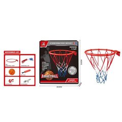 Баскетбол, м'ячі та набори - фото Дитяче баскетбольне кільце (з металу) з сіткою та м'ячиком - діаметр 28 см