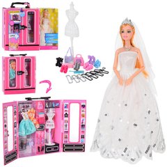 Набір лялька у весільній сукні з шафою та вбранням, манекеном і аксесуарами