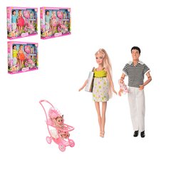 Набір ляльок - сім'я - Мама, Папа, два дитинчати, аксесуари, Defa 8088