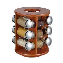 Фото товара - Спецовница в деревянном корпусе, цвет коричневый - 12 баночек - вертикальная,  MS-3821