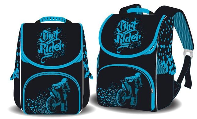 Фото товара - Ранец (рюкзак) - короб ортопедический для мальчика - Мотоцикл, стильный черно - синий, Space 988792, Space 988792